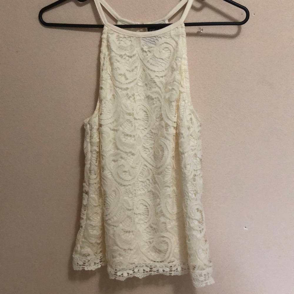 White lace halter neck top